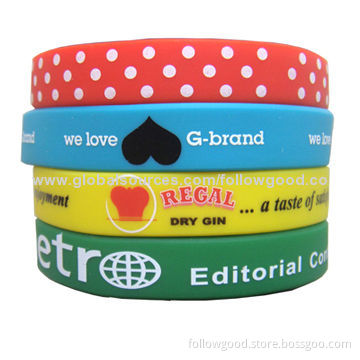 1-inch Silicone Wristbands for Child, Customized Sizes, Shapes and Packing Available